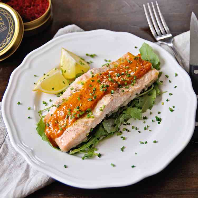 Roasted Salmon with Saffron Sauce