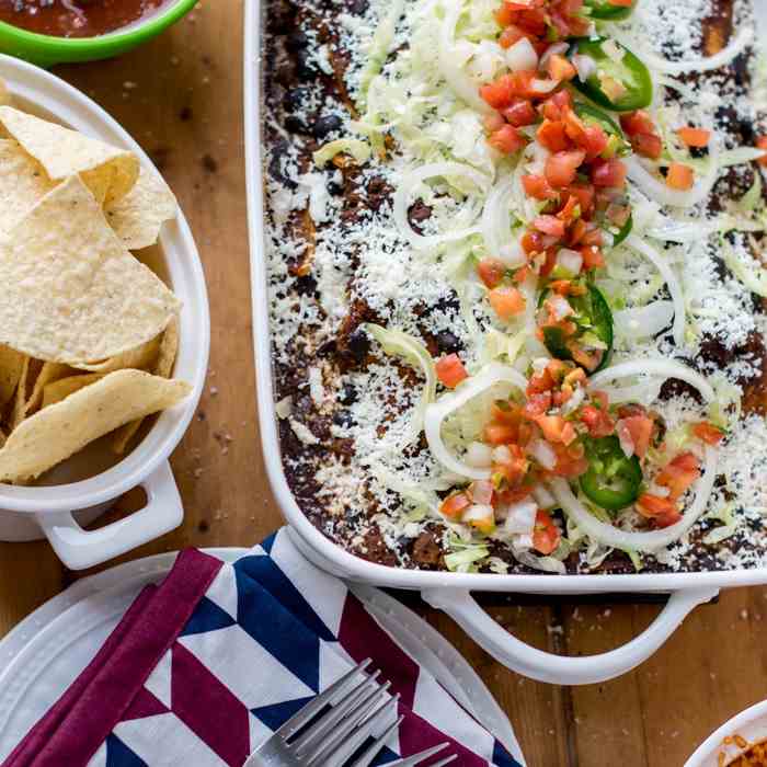 Ancho Chile Beef - Bean Enchiladas