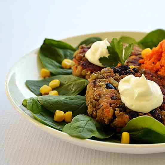 Lentil Mushroom Black Bean Burger