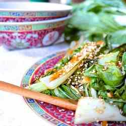 Sesame Ginger Garlic Glazed Bok Choy