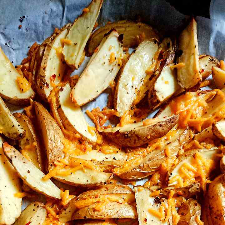 Spicy Cheesy Dairy Free Potato Wedges