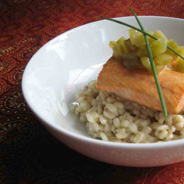 Green tomato relish over salmon