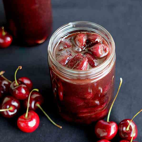 Grilled Cherries in Spiced Butter Rum