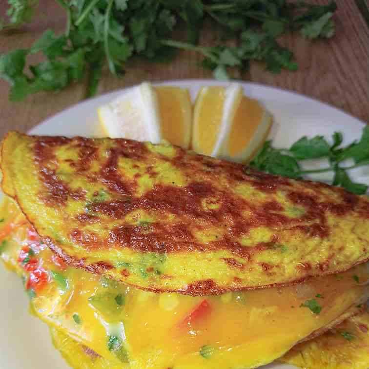 Omelet with vegetables and turmeric