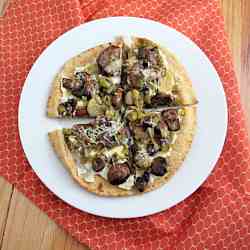 Mushroom and Leek Pita Pizzas