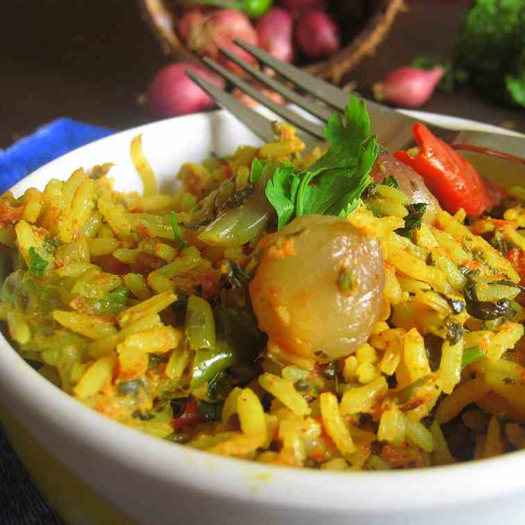 Amaranth Greens Rice with coconut milk