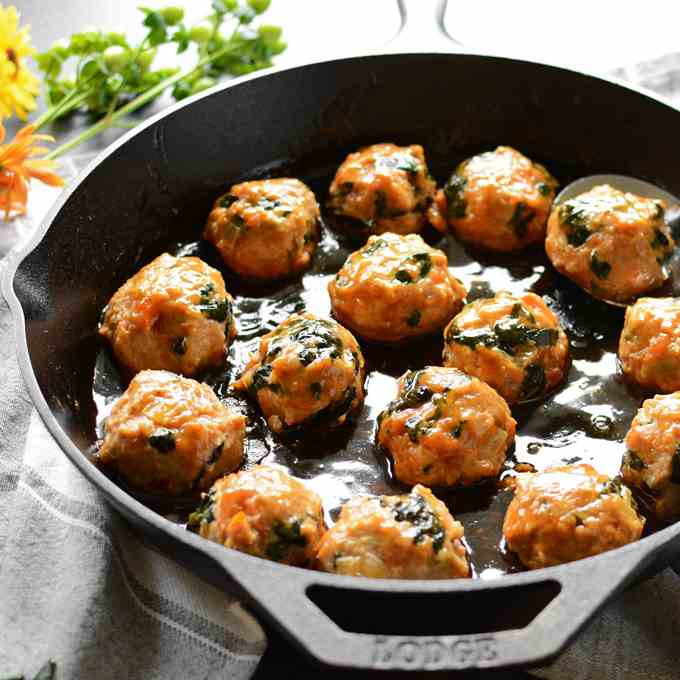 Maple Sweet Potato Chicken Meatballs