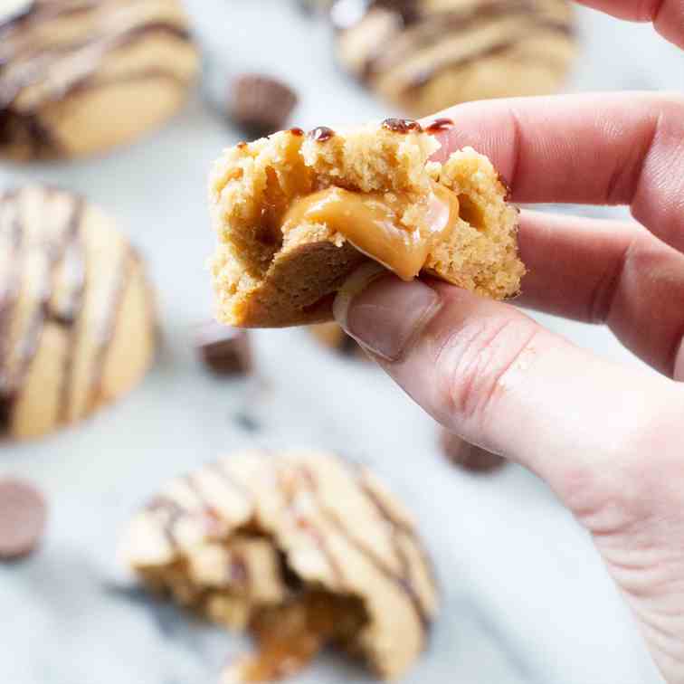 Caramel Stuffed Peanut Butter Cookies