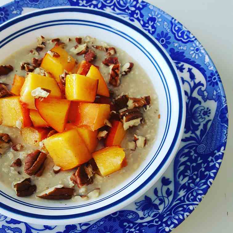 spiced peach pecan oatmeal