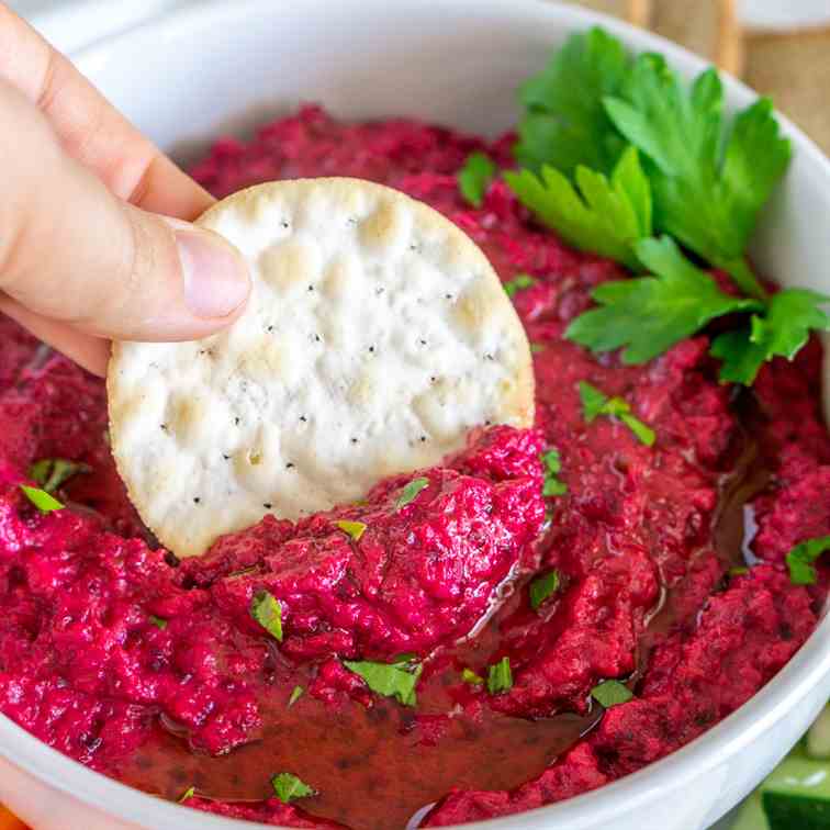 Roasted Eggplant Dip with Beets