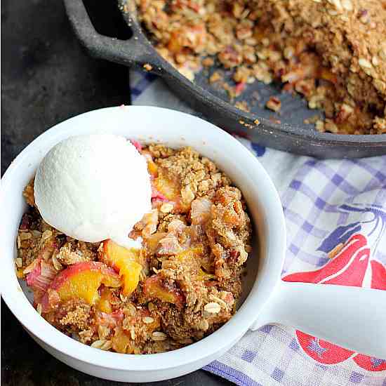 Peach Rhubarb Skillet Crisp