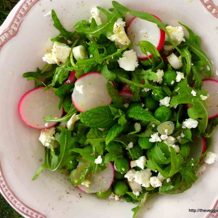 Fresh pea feta salad