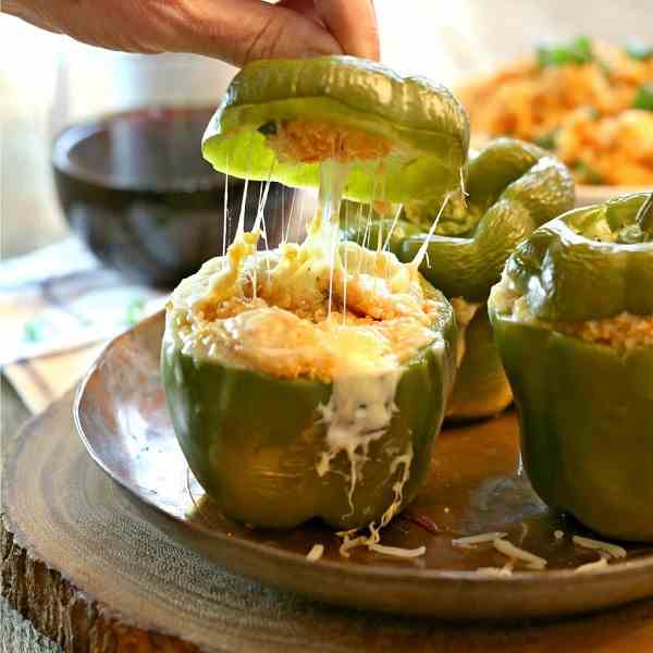 Quinoa Hawaiian Pizza Stuffed Peppers