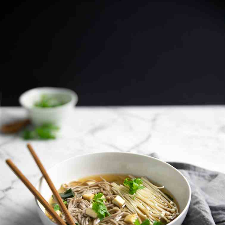 Vegan Miso Soup with Soba Noodles