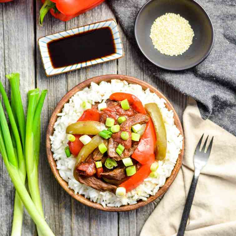 Slow Cooker Pepper Steak