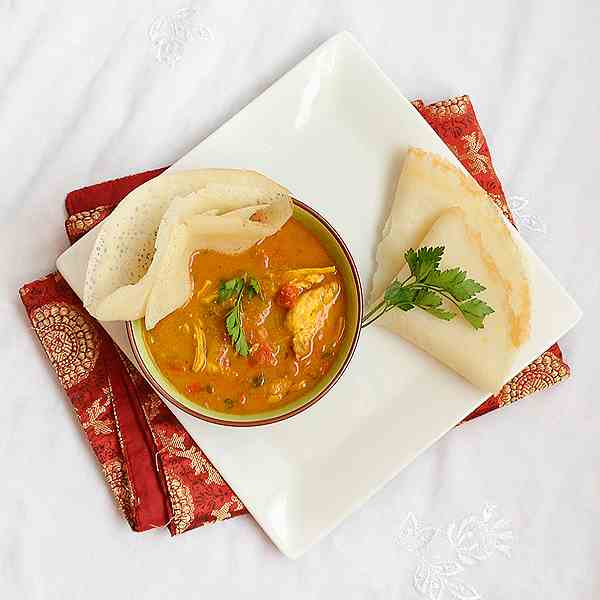 Chicken curry and appam