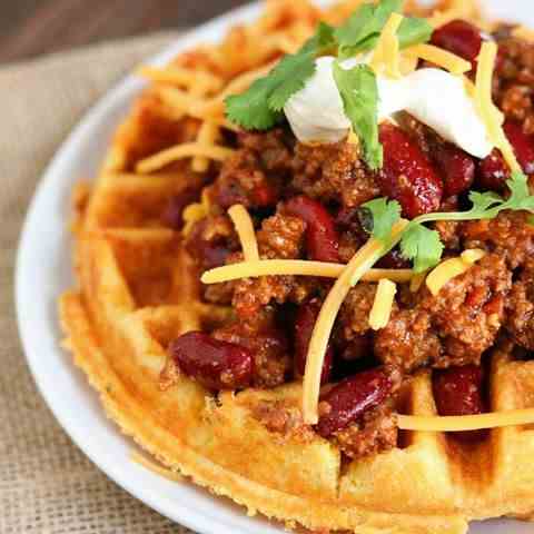 Crispy Cheddar Cornbread Waffles