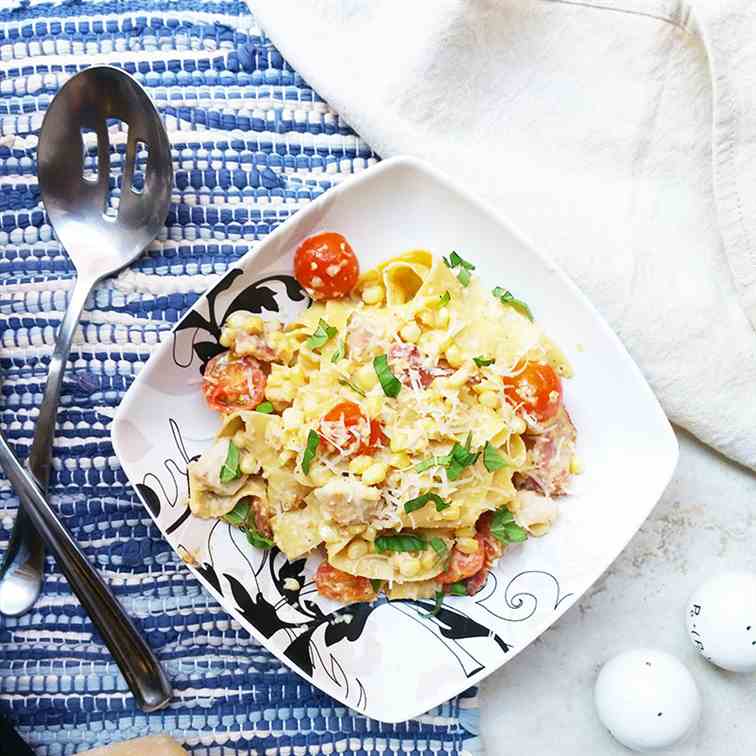 Pappardelle with corn pesto