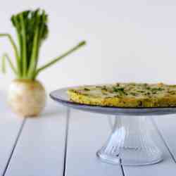 Turnip frittata with double garlic