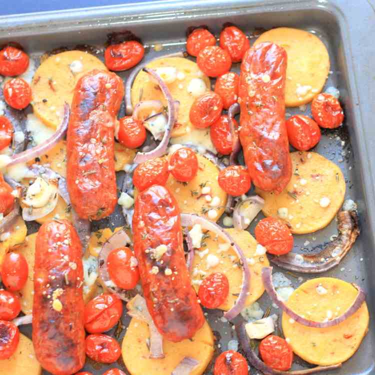 Roasted Sausage - Tomatoes with Polenta