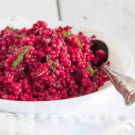 Beetroot pearl couscous salad