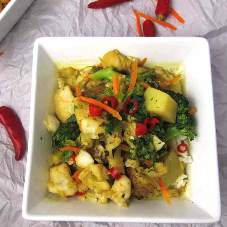 Coconut Curry with Whitefish and Broccoli