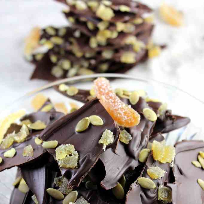 Dark Chocolate Ginger Pepita Bark