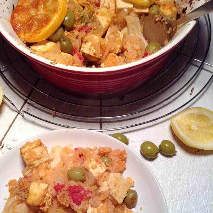 Morrocan lemony couscous with tofu