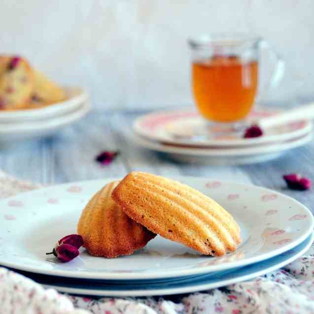 Raspberry and Rose Madeleine