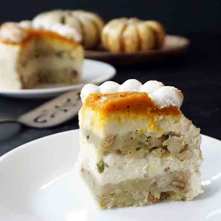 Leftover Thanksgiving sides cake