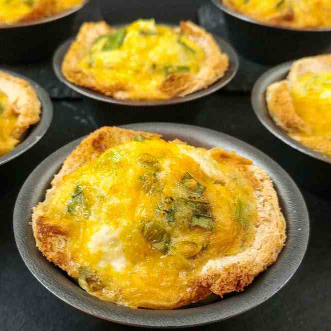 Green Onion and Egg Toast Cups