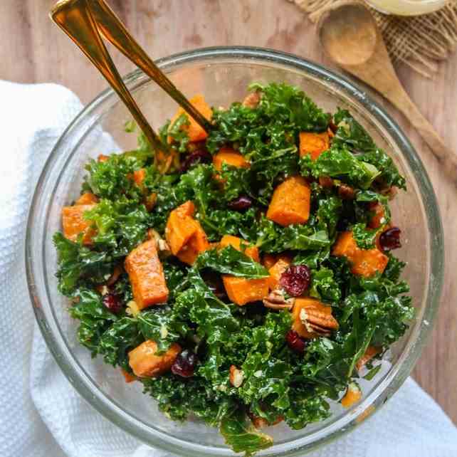 Spicy roasted sweet potato - kale