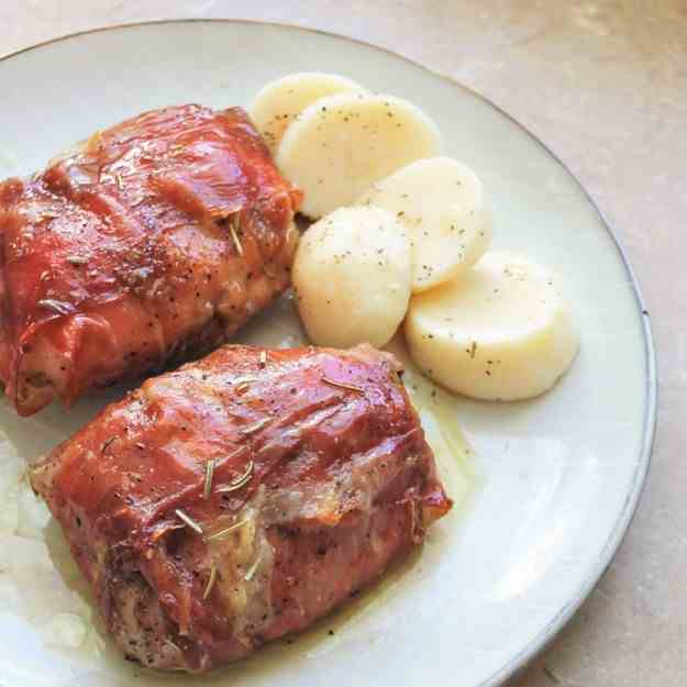 Prosciutto Wrapped Chicken Thighs