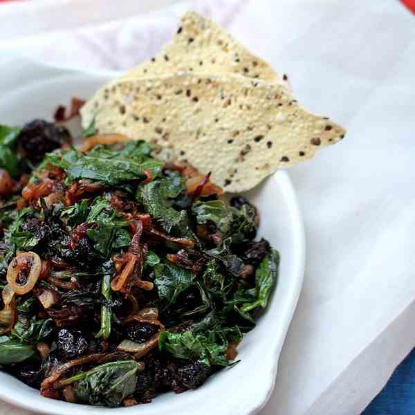 Kale with Caramelized Onions and Raisins