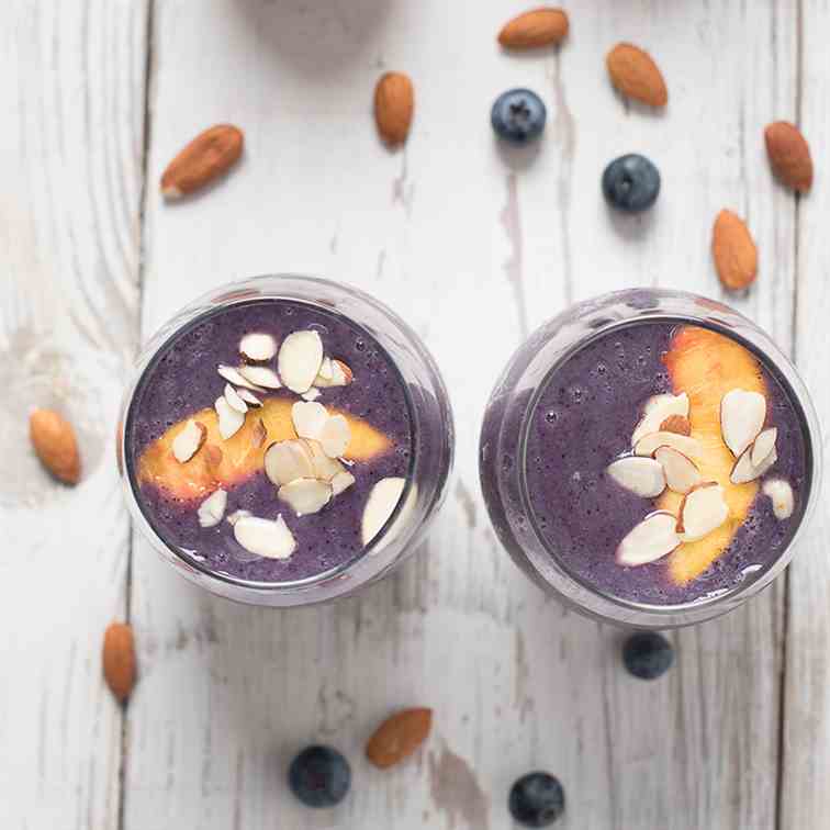 Peach - Blueberry Almond Milk Smoothie