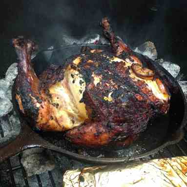 Adobo Chicken Under a Brick