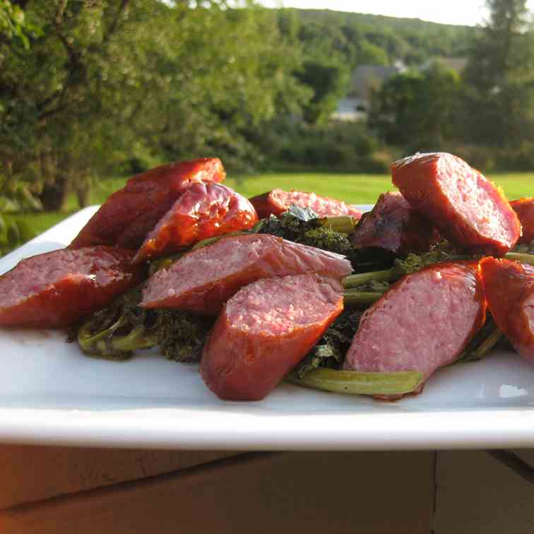 Grilled Kielbasa and Broccoli Rabe