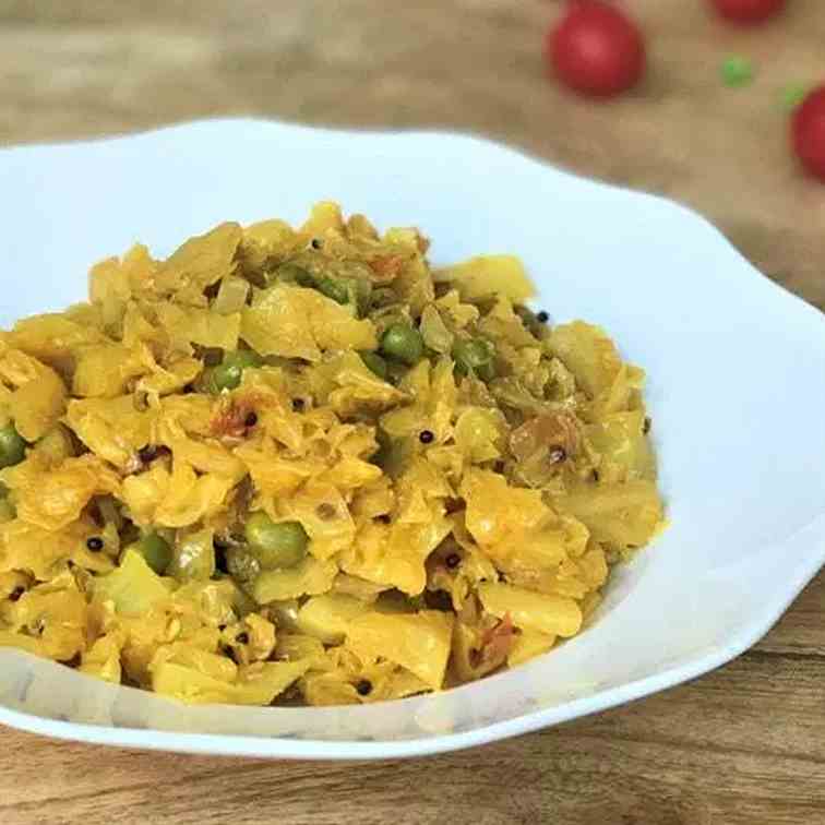 Cabbage Green Peas Stir Fry