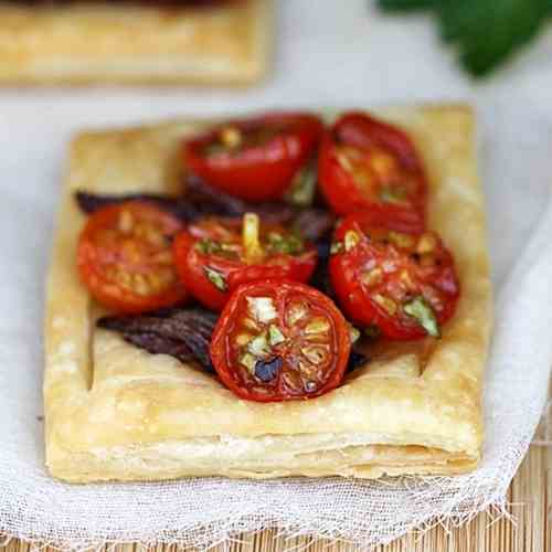 Cherry Tomato Caramelised Onion Tartlettes