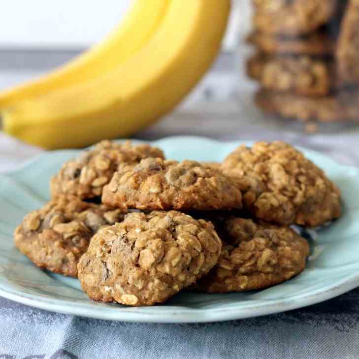 Banana Oatmeal Choc Chip Cookies