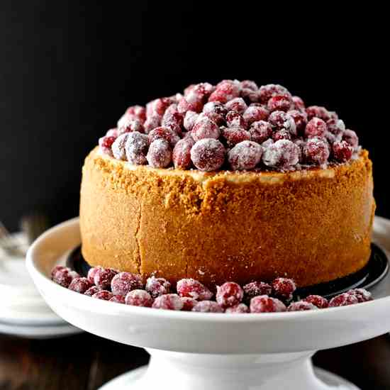 Cranberry Eggnog Cheesecake