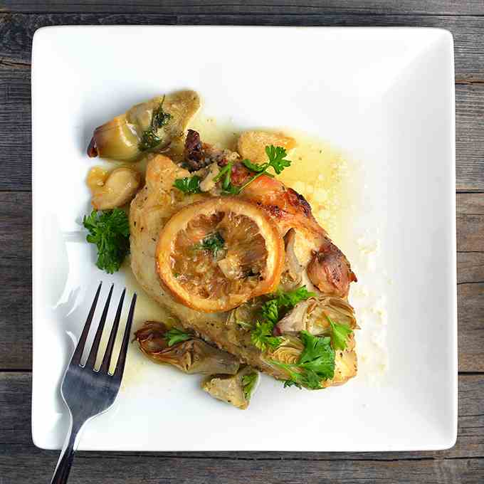 Lemon Garlic Chicken and Artichokes