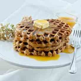 Sweet potato waffles with orange sauce