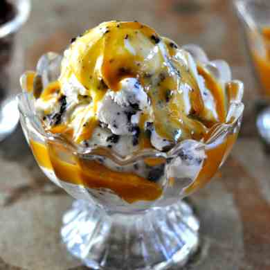 Vegan Stracciatella Ice Cream with Caramel