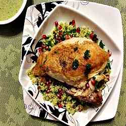 Chicken with hummus vinaigrette