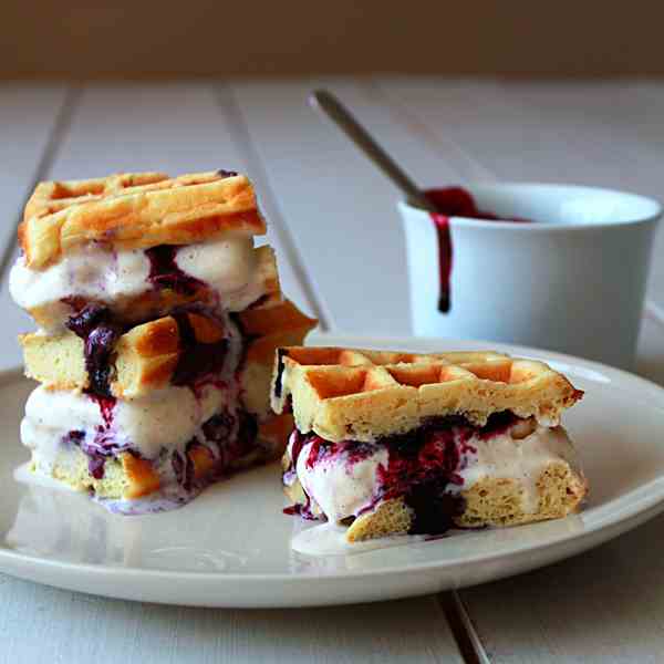 Waffle ice cream sandwich