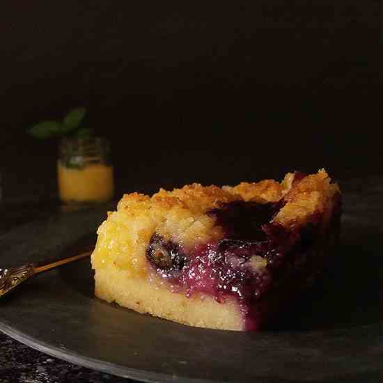 Lemon Curd Blueberries Crumb Cake