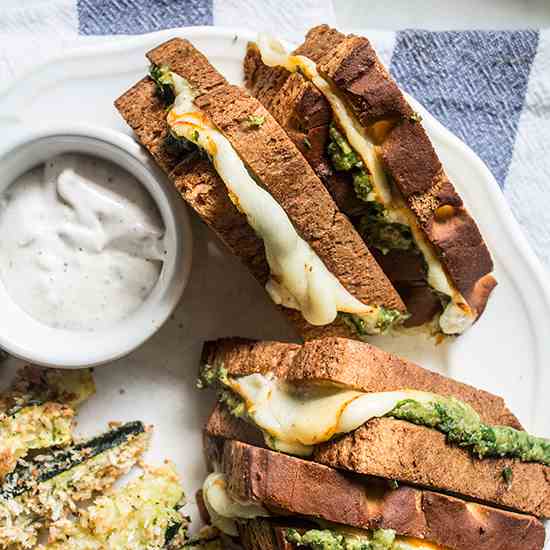 Easy Spinach Pesto Grilled Cheese
