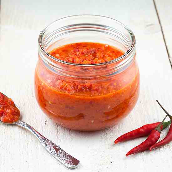 Scotch bonnet chillies sambal