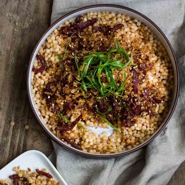 Israeli Couscous - Crispy Garlicky Topping